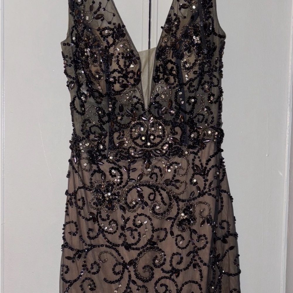 JVN by Jovani Navy and Nude Beaded Homecoming/Prom/Cocktail Dress Size 4